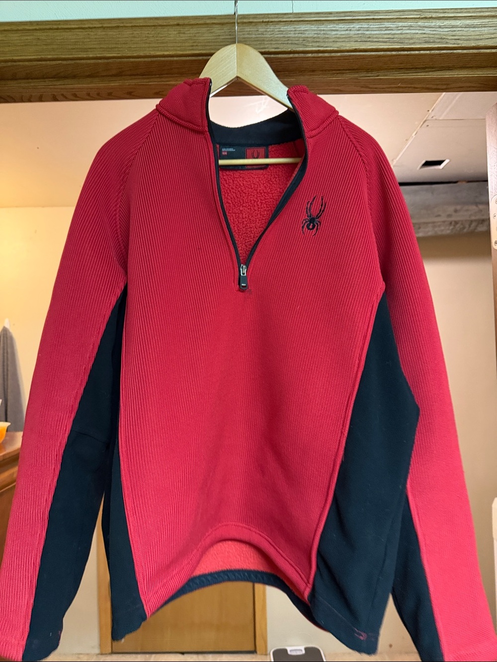 Spyder Men’s Red and Black Half-Zip Performance Sweater